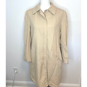 Club Monaco Zipper Front Long Trench Coat In Tan Size Large